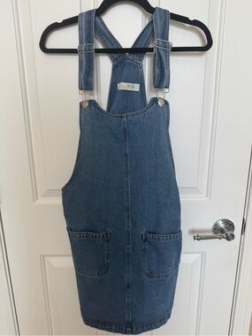 Lela Sky Women’s Blue Denim Overall Dress with Front Pockets Medium